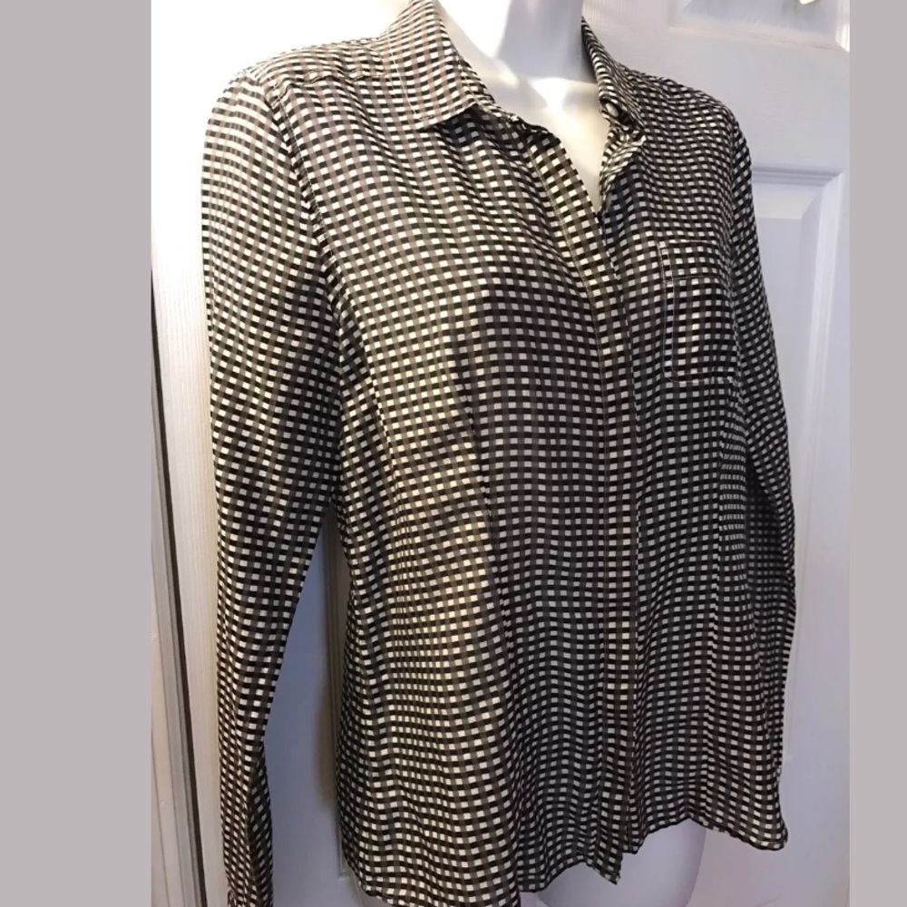 Halogen Gingham Plaid Blouse Button Down Shirt Top - image 2